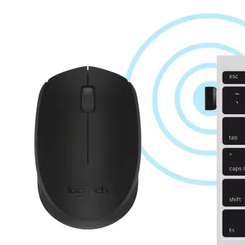 Rato ótico sem fio Logitech B170 RF, ambidestro, 3 botões, preto, alcance de 10 m, até 12 meses de autonomia da bateria