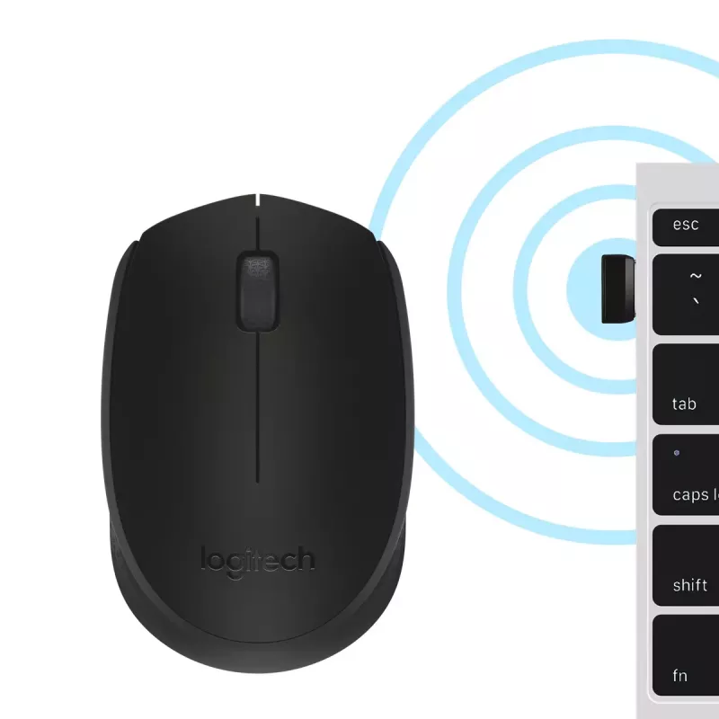 Rato ótico sem fio Logitech B170 RF, ambidestro, 3 botões, preto, alcance de 10 m, até 12 meses de autonomia da bateria