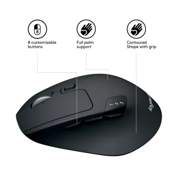 Rato sem fios LOGITECH M720 Triathlon Multi-Dispositivo - Preto