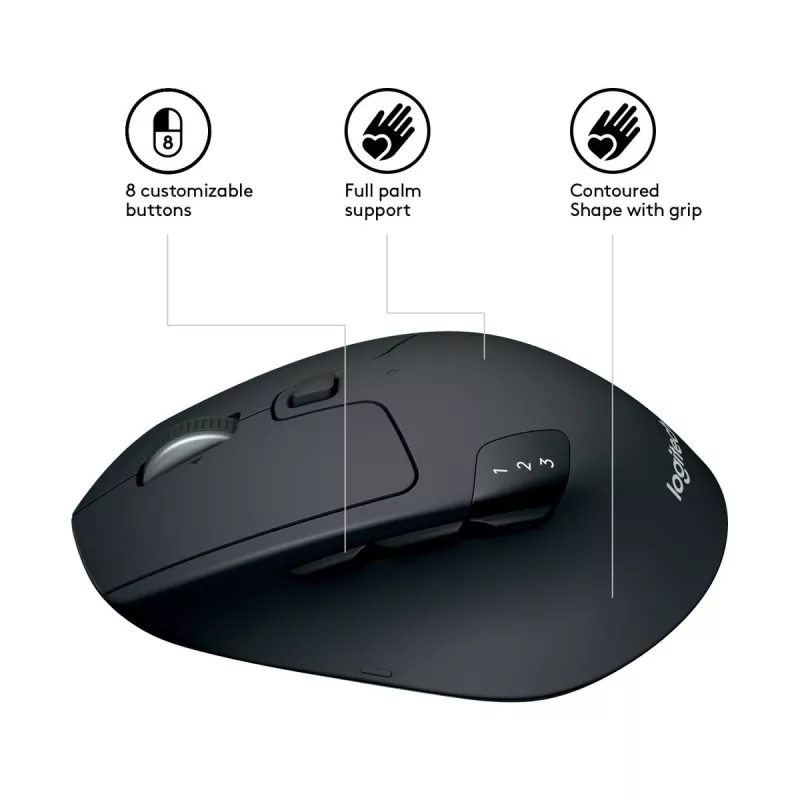 Rato sem fios LOGITECH M720 Triathlon Multi-Dispositivo - Preto