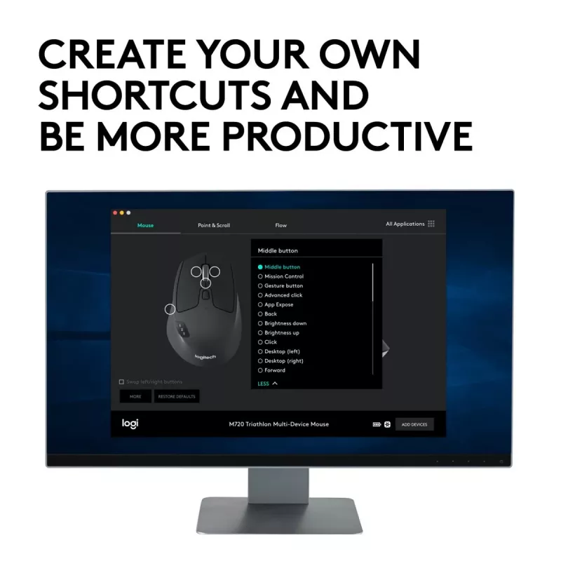 Rato sem fios LOGITECH M720 Triathlon Multi-Dispositivo - Preto