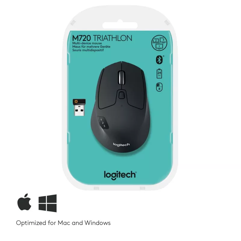 Rato sem fios LOGITECH M720 Triathlon Multi-Dispositivo - Preto