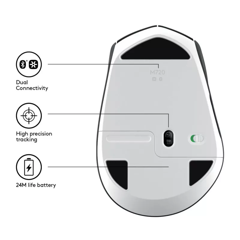 Rato sem fios LOGITECH M720 Triathlon Multi-Dispositivo - Preto