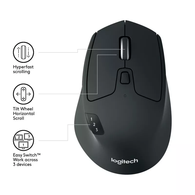 Rato sem fios LOGITECH M720 Triathlon Multi-Dispositivo - Preto