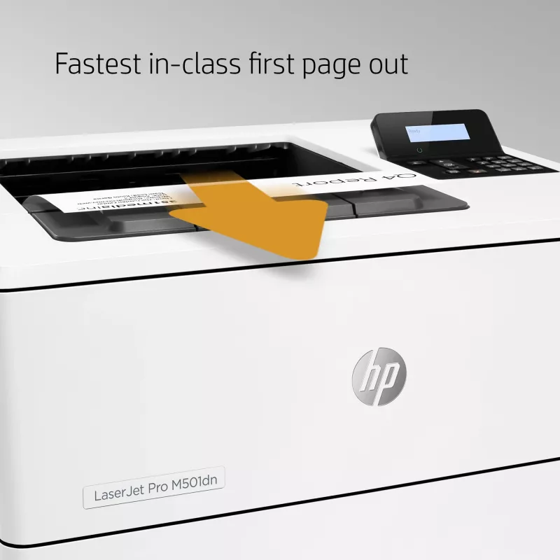 HP LaserJet Pro M501dn, Laser, 600 x 600 DPI, A4, 43 ppm, impressão frente e verso, preparada para rede