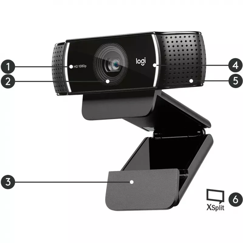 Webcam Logitech C922 1920 x 1080 pixels USB Preto