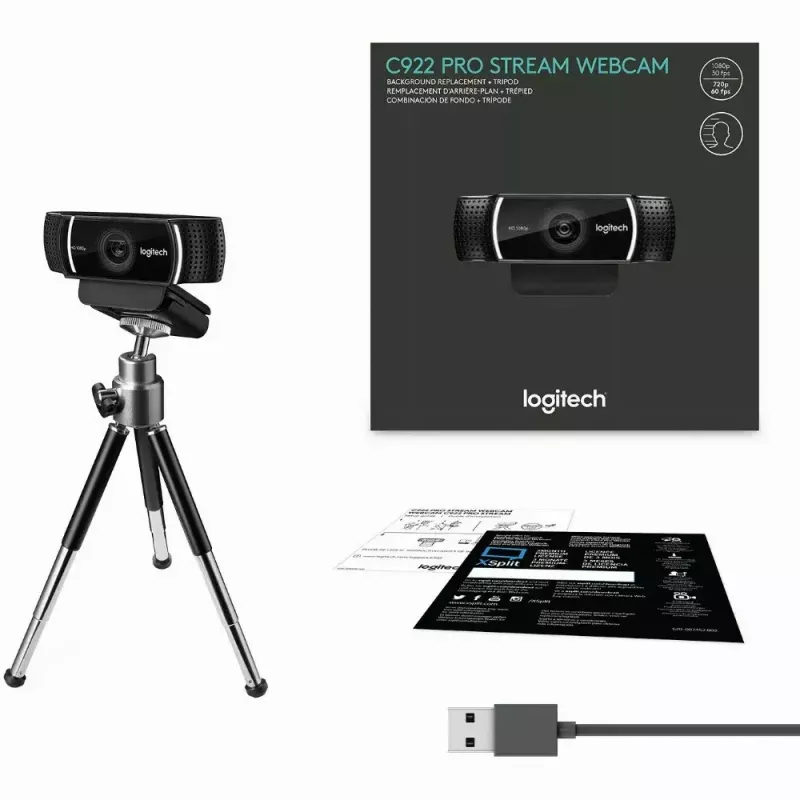 Webcam Logitech C922 1920 x 1080 pixels USB Preto
