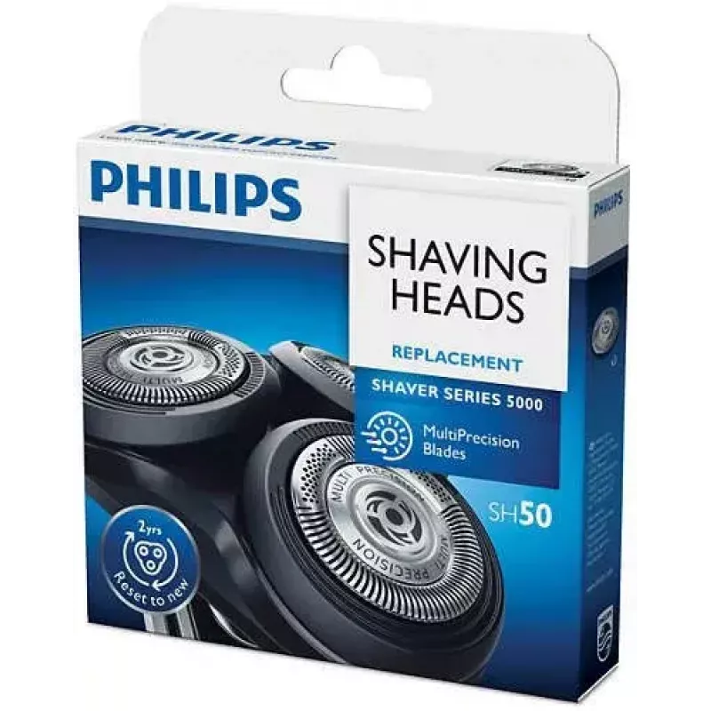 Cabeças de corte de substituição para máquina de barbear elétrica Philips SHAVER Series 5000 SH50/50, 3 cabeças, cromado