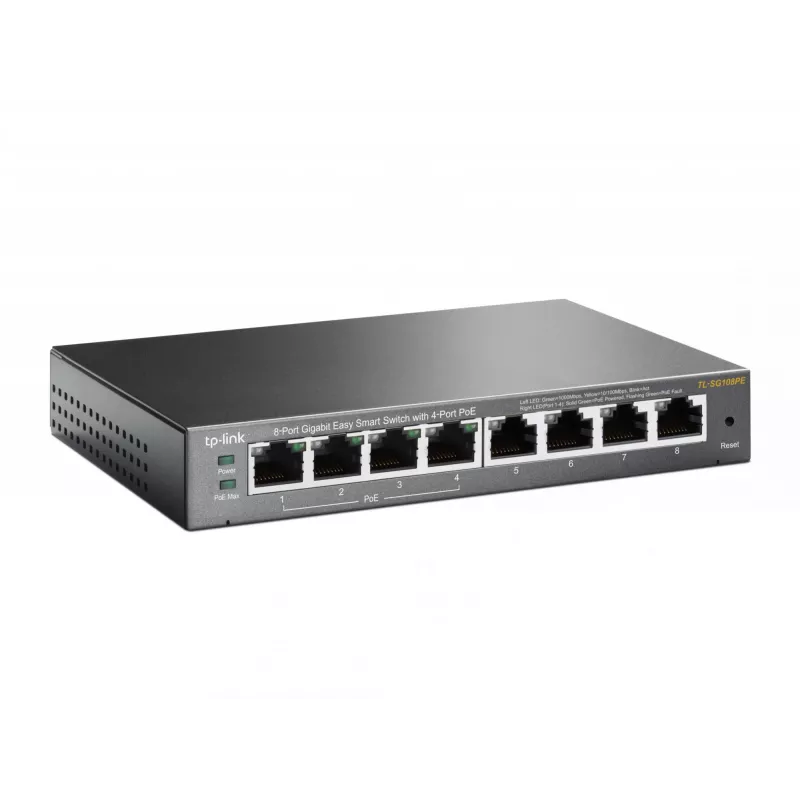 Switch gerido TP-Link TL-SG108PE 8 portas Gigabit com 4 portas PoE