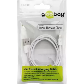 Cabo de carregamento e sincronização GOOBAY Lightning para USB A 1 m, 5W / 1A, branco