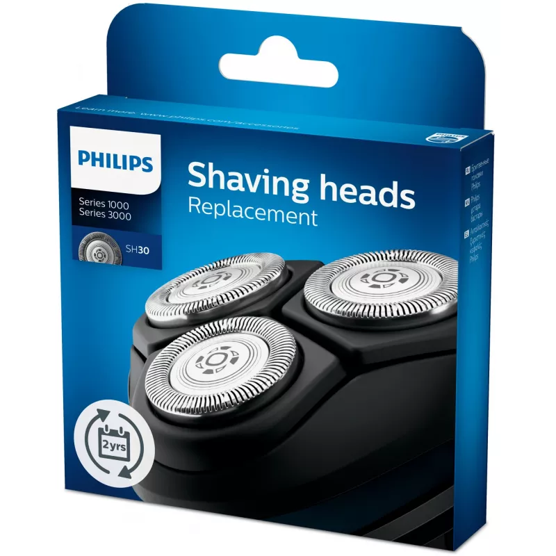 Cabeças de corte de substituição Philips SHAVER Series 3000 SH30/50 — 3 cabeças de aço inoxidável