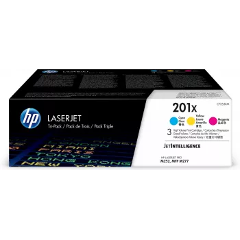 HP 201X pack de 3 Toners originais LaserJet de alta capacidade ciano/magenta/amarelo