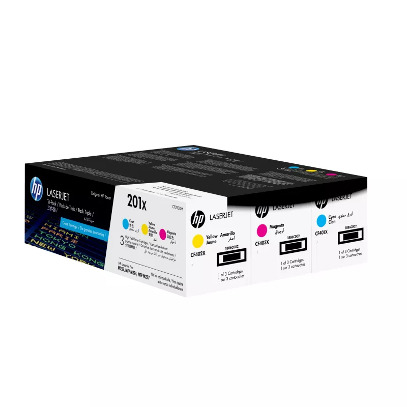 HP 201X pack de 3 Toners originais LaserJet de alta capacidade ciano/magenta/amarelo