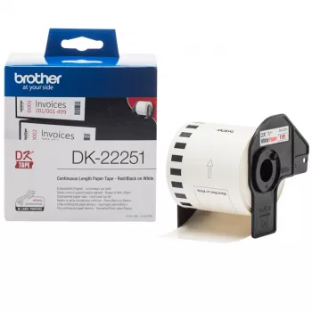Brother DK-22251 Fita de etiquetas, preto e vermelho sobre branco