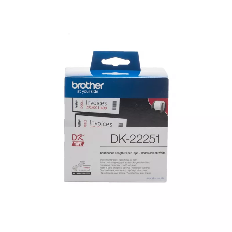 Brother DK-22251 Fita de etiquetas, preto e vermelho sobre branco