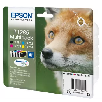 Epson Fox Multipack 4 cores T1285 DURABrite Ultra tinta, preto, ciano, magenta, amarelo, 5,9 ml, 3,5 ml, 1 unid., multipack