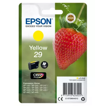 Epson Strawberry pack individual amarelo 29 Claria Home Ink, capacidade standard, amarelo, tinta à base de pigmento, 3.2 ml, 1 unid., 180 páginas