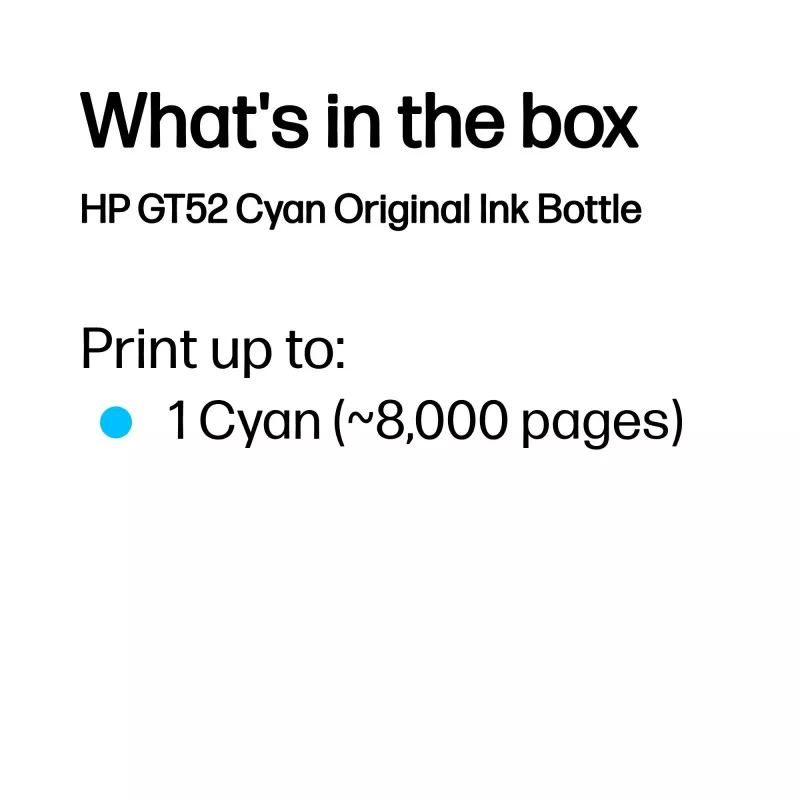 HP GT52 Garrafa de tinta original ciano