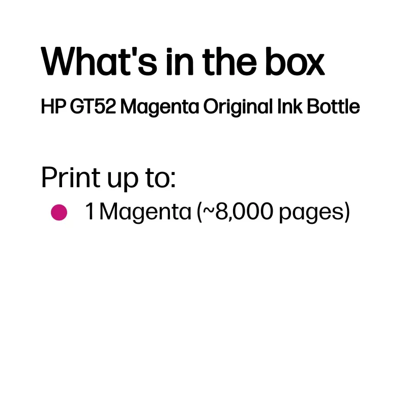 HP GT52 Garrafa de tinta original magenta