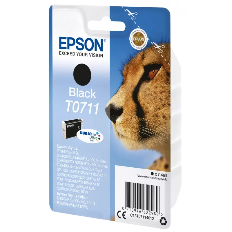 Epson Cheetah pack individual preto T0711 DURABrite Ultra tinta