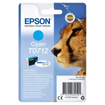 Epson pack individual ciano T0712 DURABrite Ultra tinta, autonomia padrão, ciano, 5,5 ml, 1 unid.