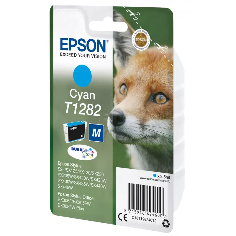 Epson Fox pack individual ciano T1282 DURABrite Ultra tinta, ciano, 3,5 ml, 1 unid., 260 páginas