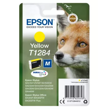 Epson Fox pack individual amarelo T1284 DURABrite Ultra tinta, amarelo, tinta pigmentada, 3,5 ml, 1 unid., 260 páginas