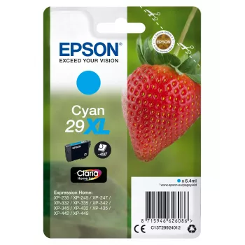 Epson Strawberry pack individual ciano 29XL Claria Home tinta, autonomia alta (XL), ciano, 6,4 ml, 1 unid., 450 páginas