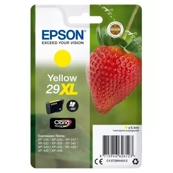 Epson Strawberry pack individual amarelo 29XL Claria Home tinta, autonomia alta (XL), amarelo, tinta pigmentada, 6,4 ml, 1 unid., 450 páginas
