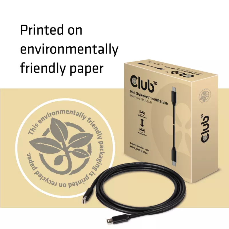 Club 3D CAC-1164 cabo Mini DisplayPort 1.4, HBR3, 8K60Hz, macho/macho, 2 m, preto
