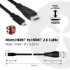 Club 3D CAC-1351 cabo de Micro HDMI para HDMI 2.0, 4K60Hz, macho/macho, 1 m, preto