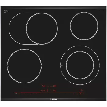 Placa de cozinha Bosch Serie 8 PKN675DP1D preto, aço inoxidável encastrar placa vitrocerâmica 4 zona(s)