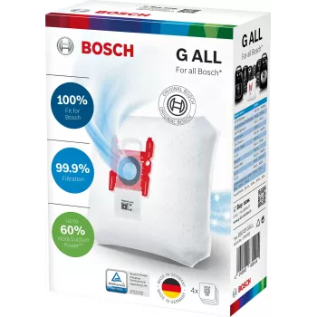 Acessório para aspirador Bosch BBZ 41FGALL — 4 sacos de pó e 1 filtro, peso 0,14 kg, embalagem compacta