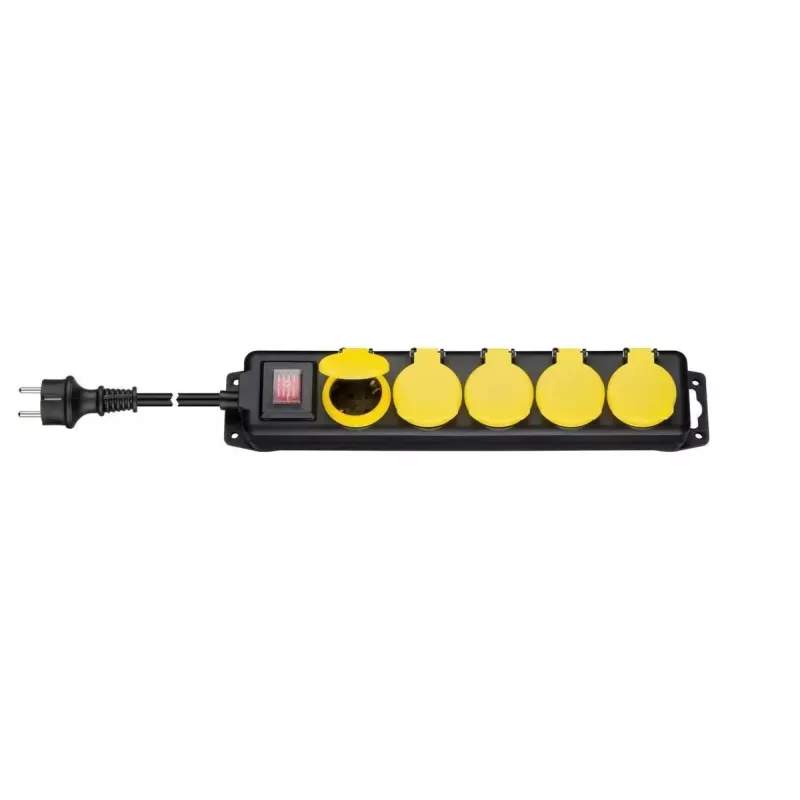 Extensão elétrica Goobay 45194 3 m 5 tomadas para interior/exterior preto amarelo