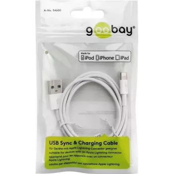 Cabo de carregamento e sincronização Lightning USB Goobay 2 m Lightning USB A