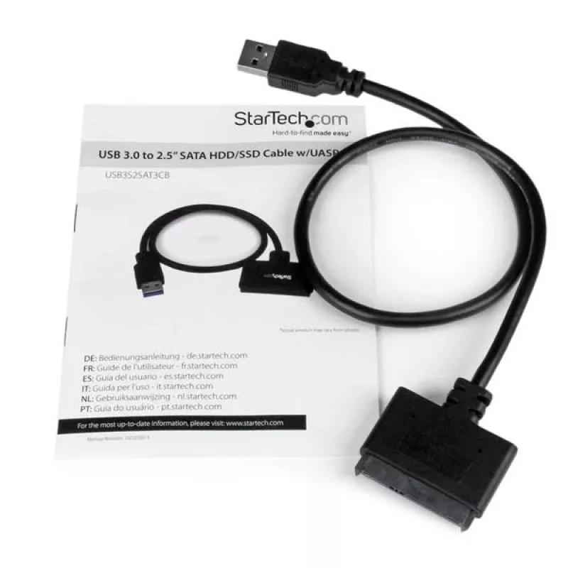 Cabo SATA para USB StarTech.com com UASP, preto, 6 Gbit/s, CE, FCC, 0 – 60 °C, -10 – 70 °C, 49 mm