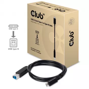 Cabo CLUB3D USB 3.1 Gen2 Type-C para Type-B macho/macho, 1 m / 3.3 pés