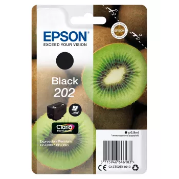 Cartucho de tinta EPSON embalagem individual Kiwi preto 202 Claria Premium Ink 6,9 ml
