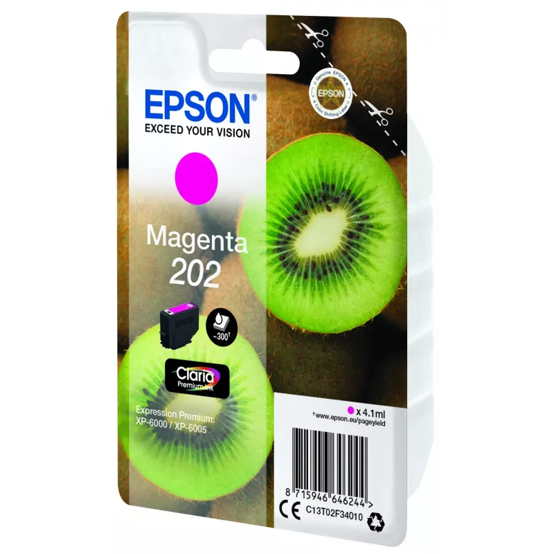 Cartucho de tinta Epson Kiwi embalagem individual magenta 202 Claria Premium