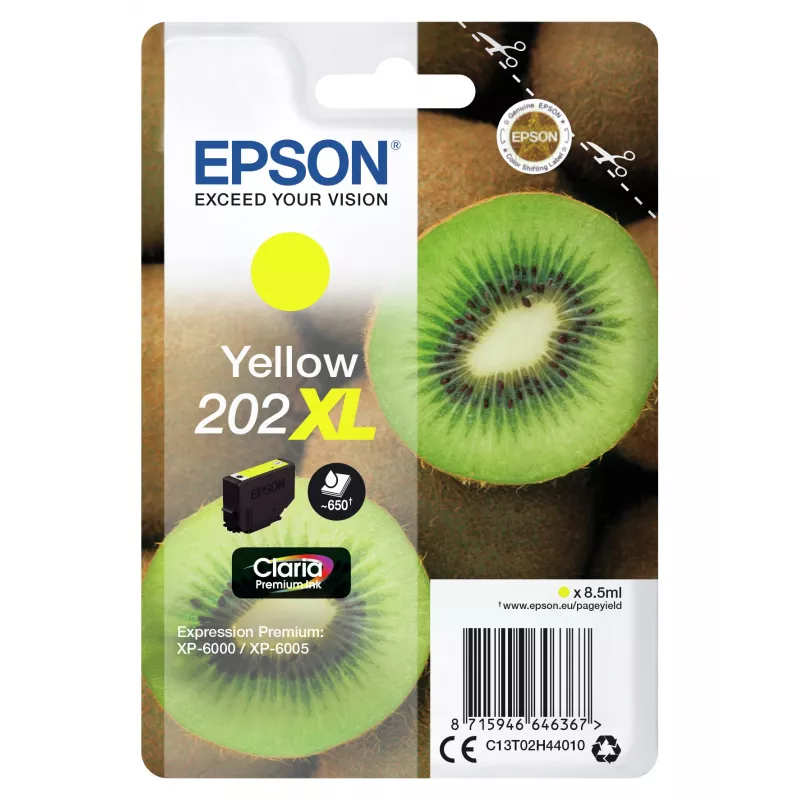 Tinta Epson Kiwi embalagem individual amarelo 202XL Claria Premium