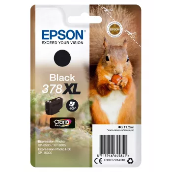Tinta Epson Squirrel embalagem individual preto 378XL Claria Photo HD, alto rendimento (XL), preto, tinta pigmentada, 11,2 ml, 1 unid., 500 páginas