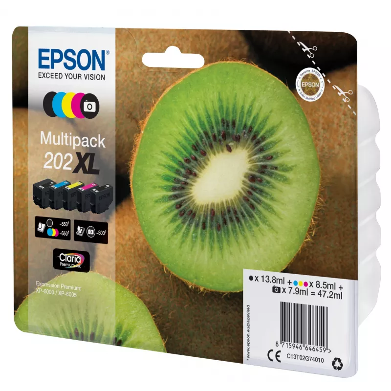 Tinta Epson Kiwi multipack 5 cores 202XL Claria Premium