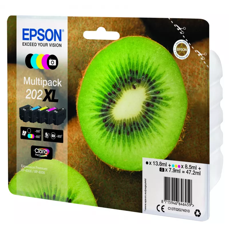 Tinta Epson Kiwi multipack 5 cores 202XL Claria Premium