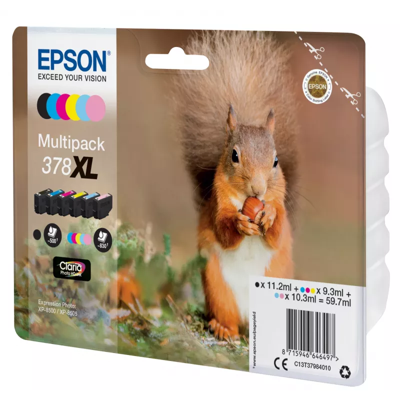Tinta Epson Squirrel multipack 6 cores 378XL Claria Photo HD