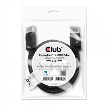 Cabo CLUB3D DisplayPort 1.4 HBR3 2m/6.56ft M/M 8K60Hz