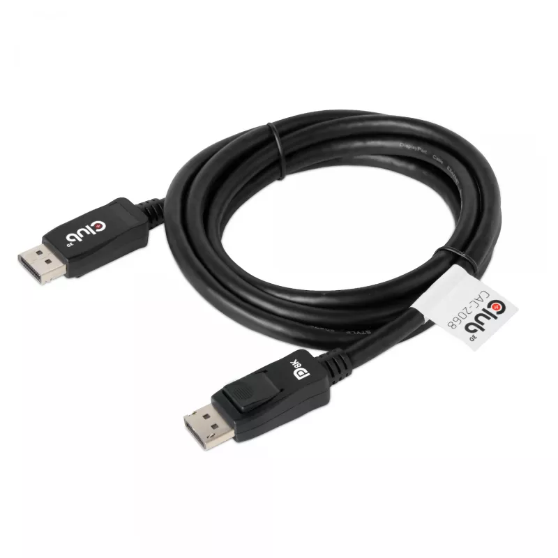 Club 3D CAC-2068 cabo DisplayPort 1.4, HBR3, 32,4 Gbps, 8K60Hz, M/M, 2 m, preto