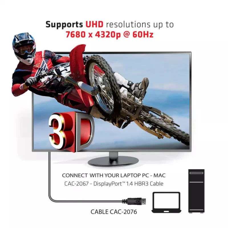 Cabo CLUB3D DisplayPort 1.4 HBR3 1m/3,28ft macho/macho 8K60Hz