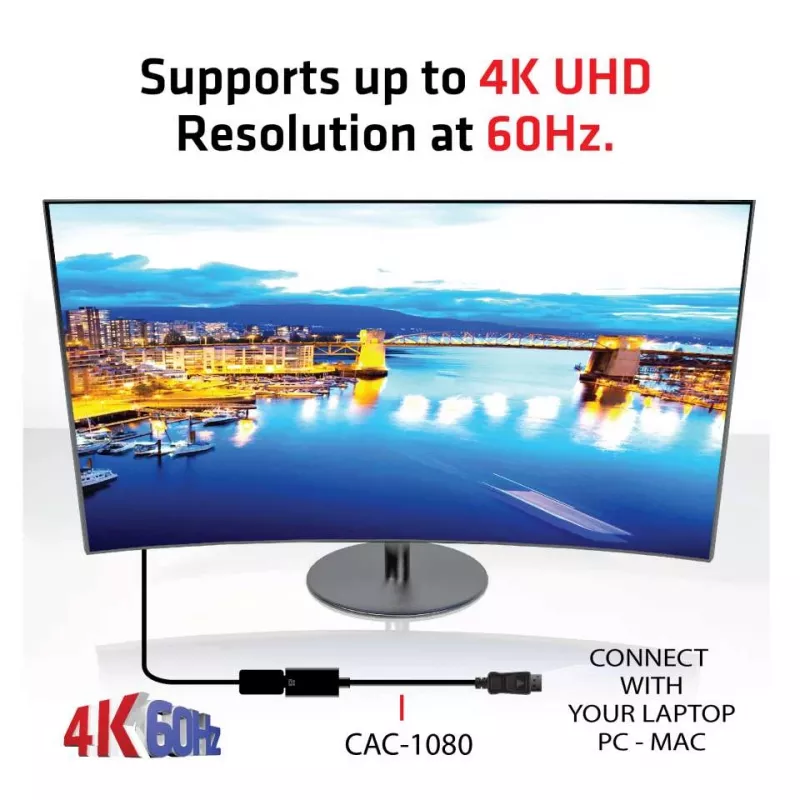 Adaptador ativo DisplayPort 1.4 para HDMI 2.0b CLUB3D CAC-1080