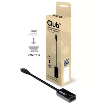 Adaptador ativo CLUB3D Mini DisplayPort 1.4 para HDMI 2.0b HDR