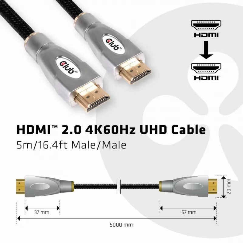 Cabo CLUB3D HDMI 2.0 4K60Hz UHD 5m/16.4ft